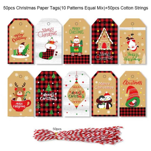 50 Pack Kraft Christmas Tag With Strings