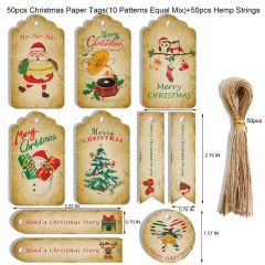 50 Pack Kraft Christmas Tag With Strings