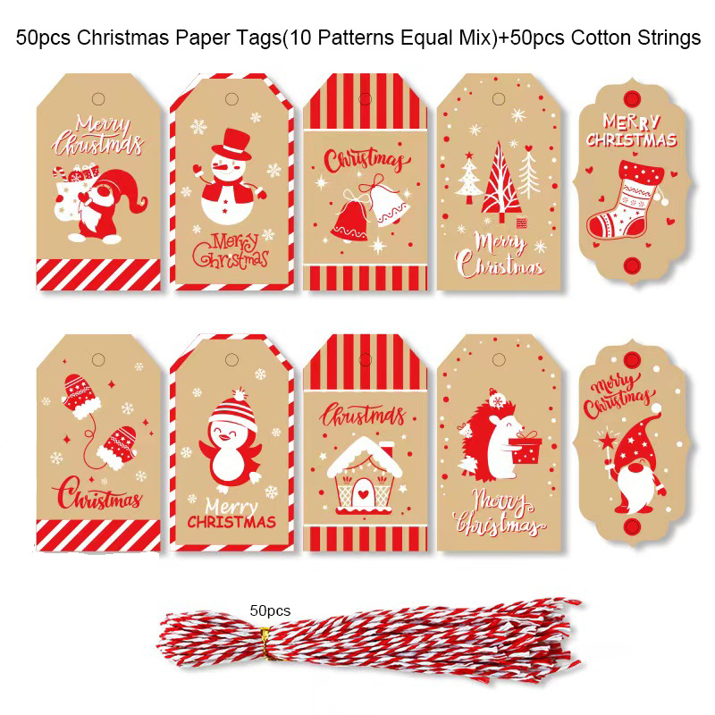 50 Pack Kraft Christmas Tag With Strings