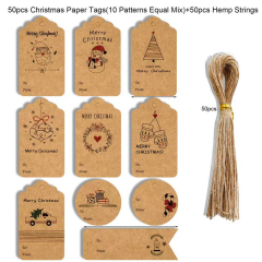 50 Pack Kraft Christmas Tag With Strings