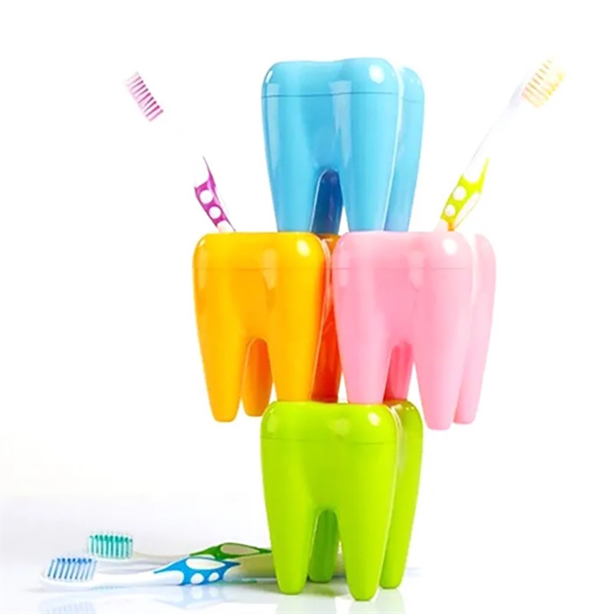 Multifunction Tooth Shaped Toothbrush Holder Container