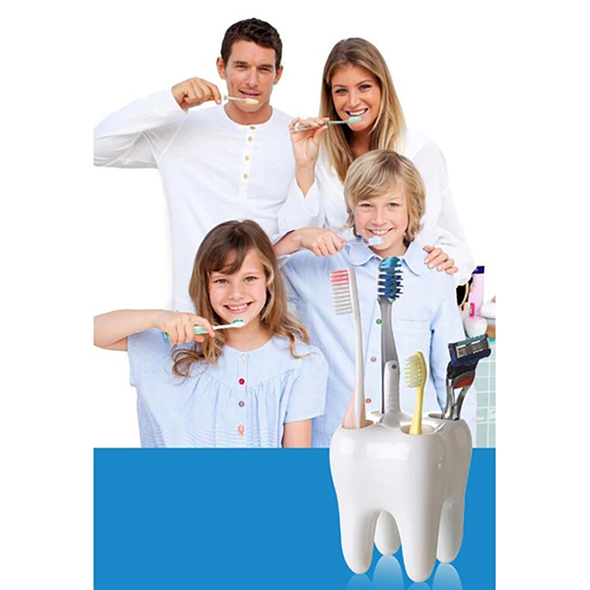 Multifunction Tooth Shaped Toothbrush Holder Container