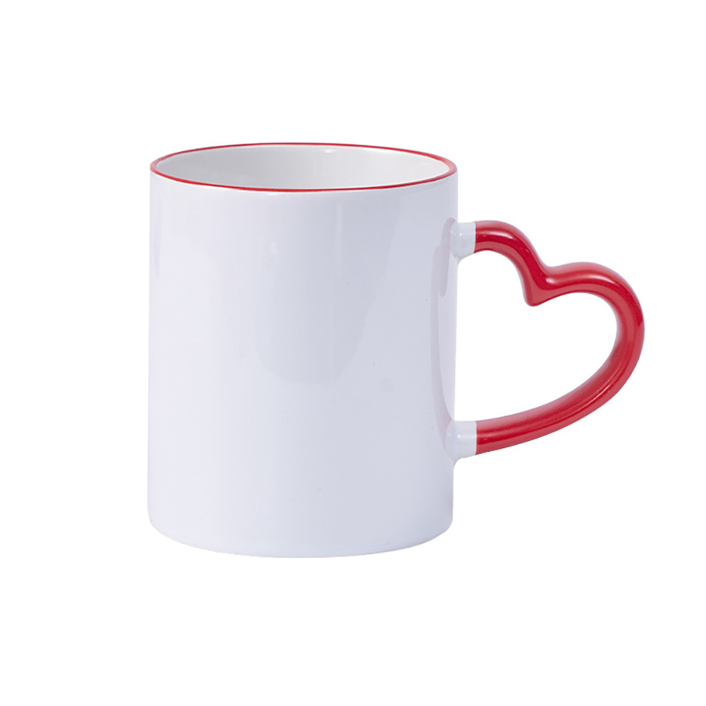 11oz Colored Mugs With Heart Handle