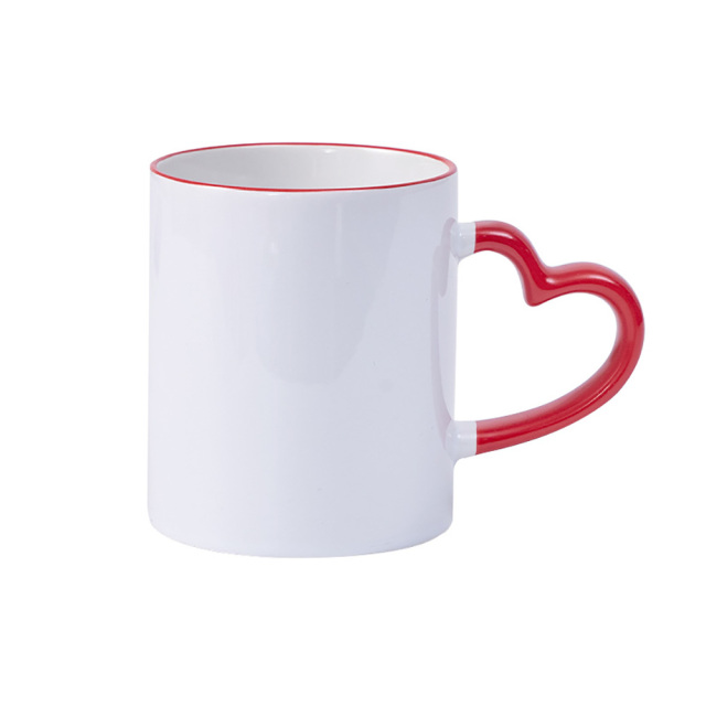 11oz Colored Mugs With Heart Handle