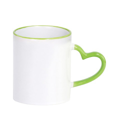 11oz Colored Mugs With Heart Handle