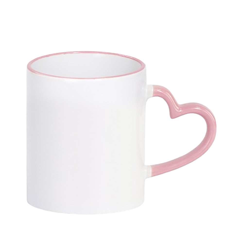 11oz Colored Mugs With Heart Handle