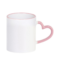 11oz Colored Mugs With Heart Handle