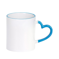 11oz Colored Mugs With Heart Handle