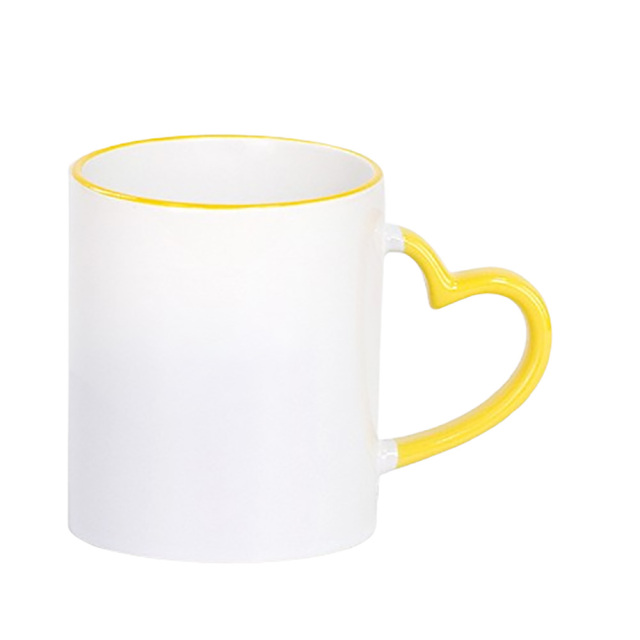 11oz Colored Mugs With Heart Handle