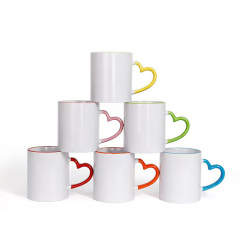 11oz Colored Mugs With Heart Handle