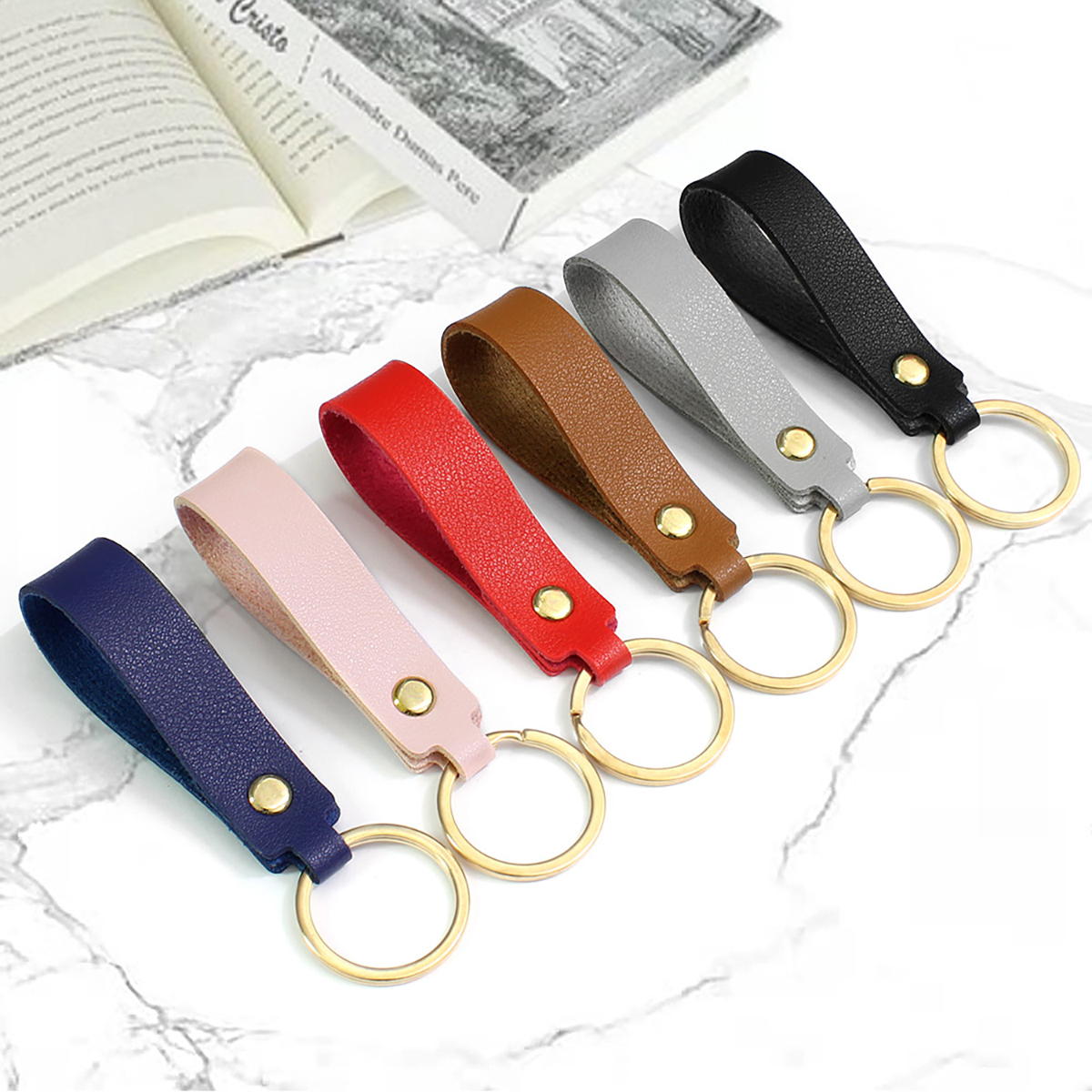 Leather Circle Keyring