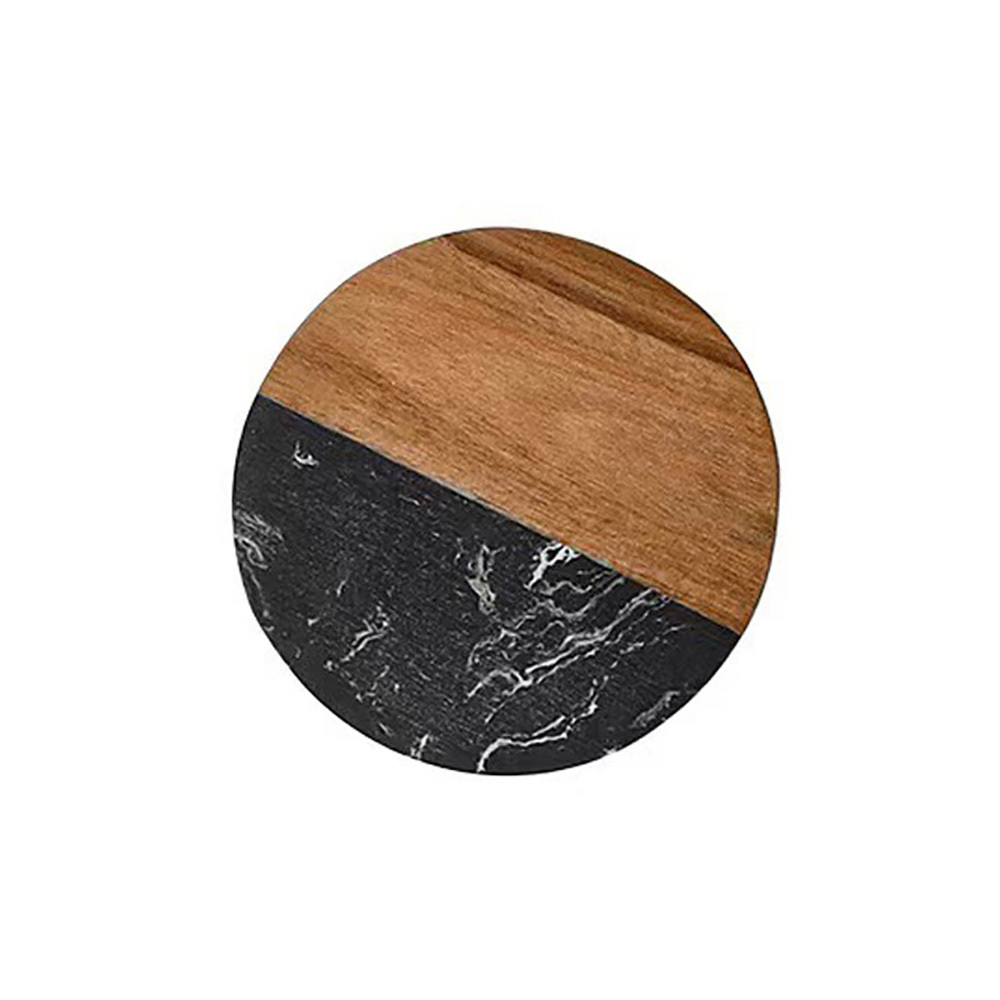 Marble-Wood Spliced Coaster for Tabletop Protection