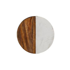 Marble-Wood Spliced Coaster for Tabletop Protection