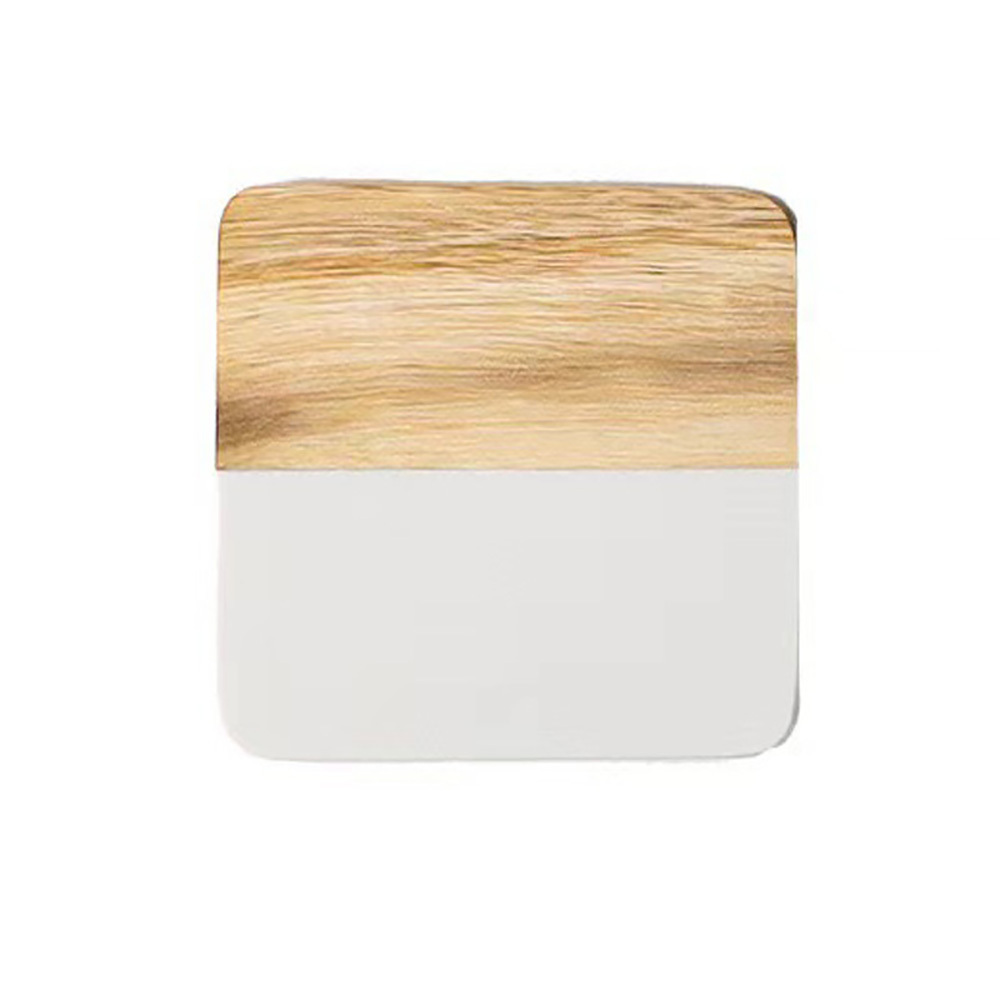 Marble-Wood Spliced Coaster for Tabletop Protection