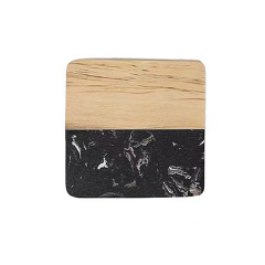 Marble-Wood Spliced Coaster for Tabletop Protection