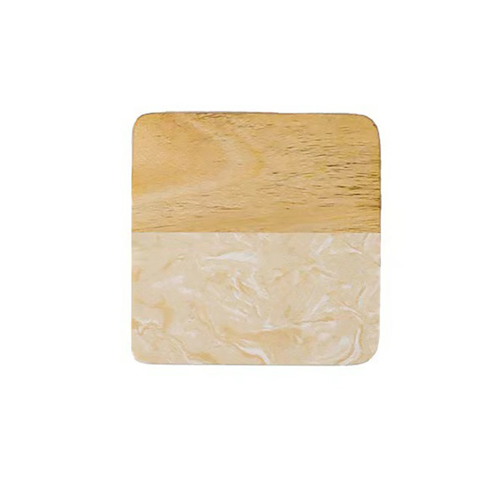Marble-Wood Spliced Coaster for Tabletop Protection