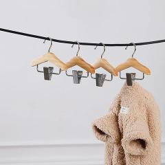 Mini Solid Wooden Hanger Hooks with Stainless Steel Clamp