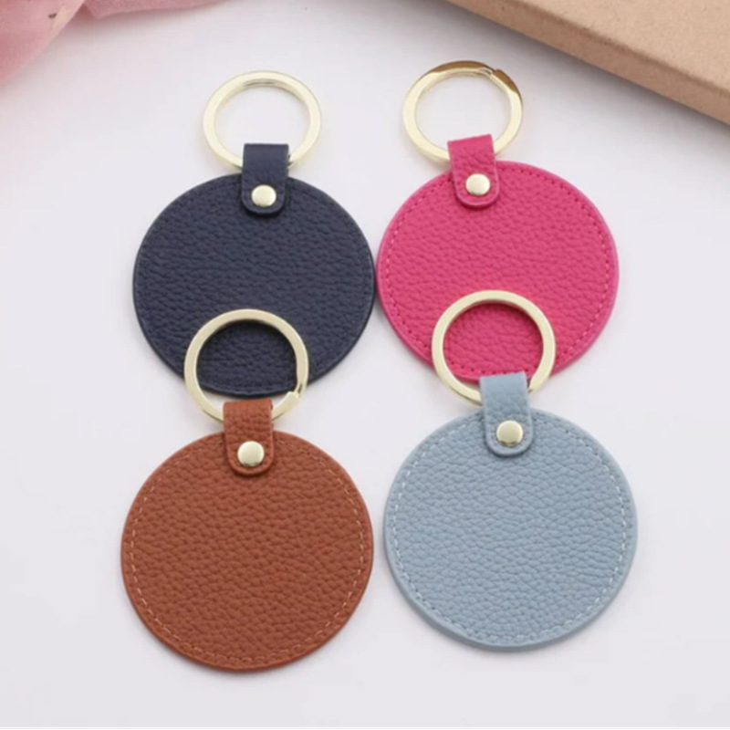 PU Leather Round Keychain