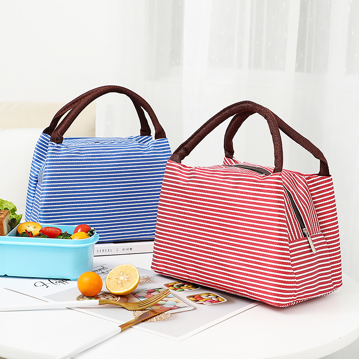 Sripe Cooler Lunch Bag