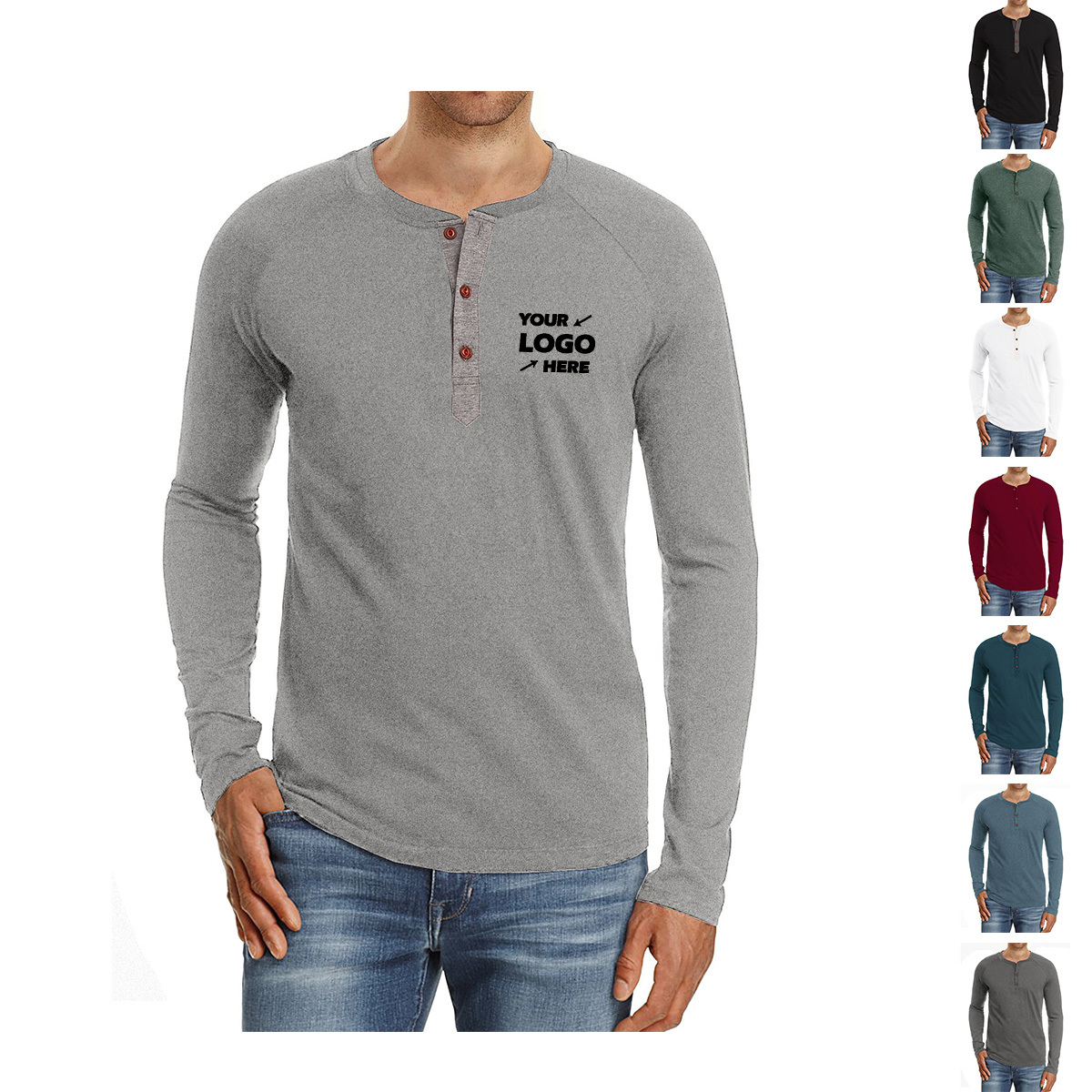 Front Placket Long Sleeve T-Shirts For Men