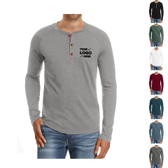 Front Placket Long Sleeve T-Shirts For Men