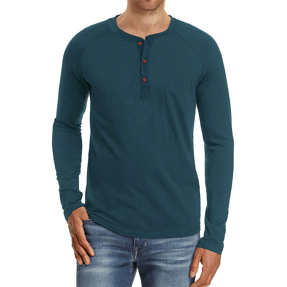 Front Placket Long Sleeve T-Shirts For Men
