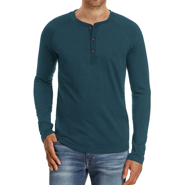Front Placket Long Sleeve T-Shirts For Men