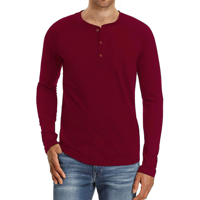 Front Placket Long Sleeve T-Shirts For Men