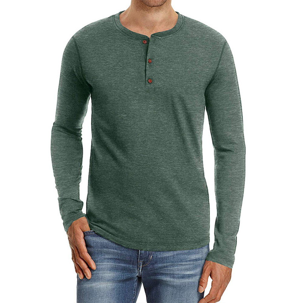Front Placket Long Sleeve T-Shirts For Men