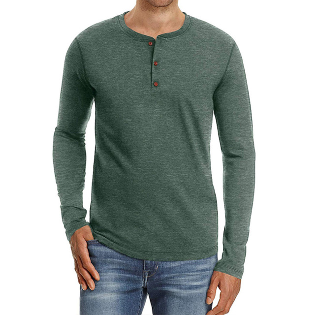 Front Placket Long Sleeve T-Shirts For Men
