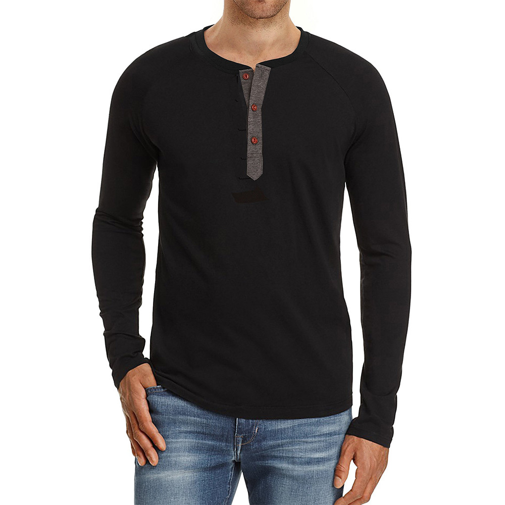 Front Placket Long Sleeve T-Shirts For Men