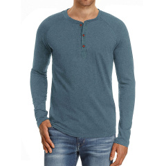 Front Placket Long Sleeve T-Shirts For Men