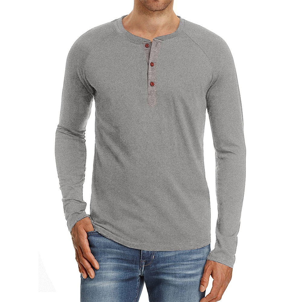 Front Placket Long Sleeve T-Shirts For Men