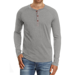 Front Placket Long Sleeve T-Shirts For Men