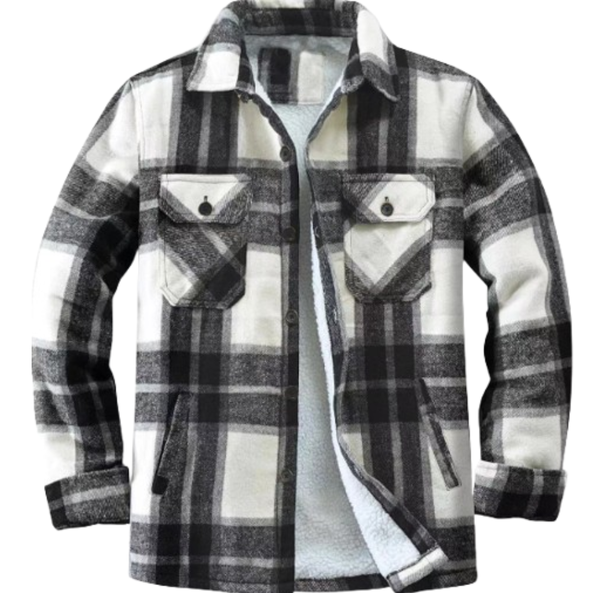 Warm Fleece-Lined Plaid Shirt Jacket For Men