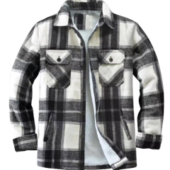 Warm Fleece-Lined Plaid Shirt Jacket For Men