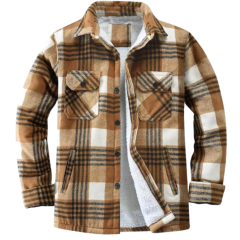 Warm Fleece-Lined Plaid Shirt Jacket For Men