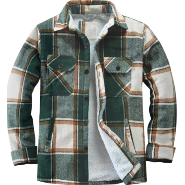 Warm Fleece-Lined Plaid Shirt Jacket For Men