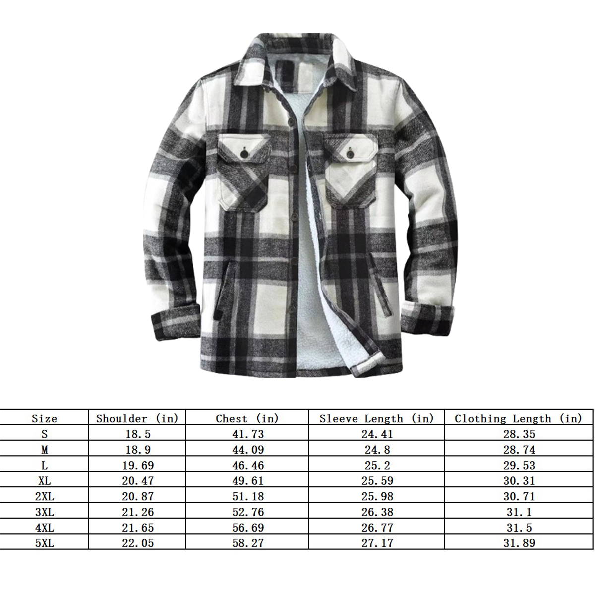 Warm Fleece-Lined Plaid Shirt Jacket For Men