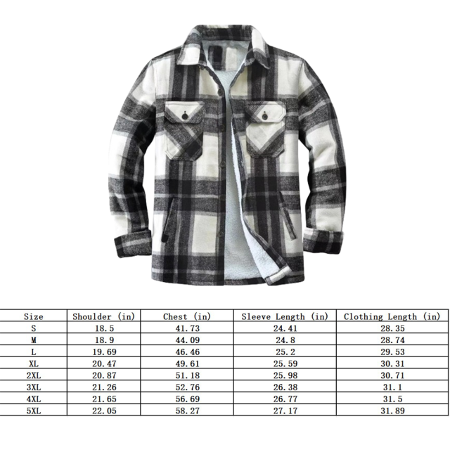 Warm Fleece-Lined Plaid Shirt Jacket For Men