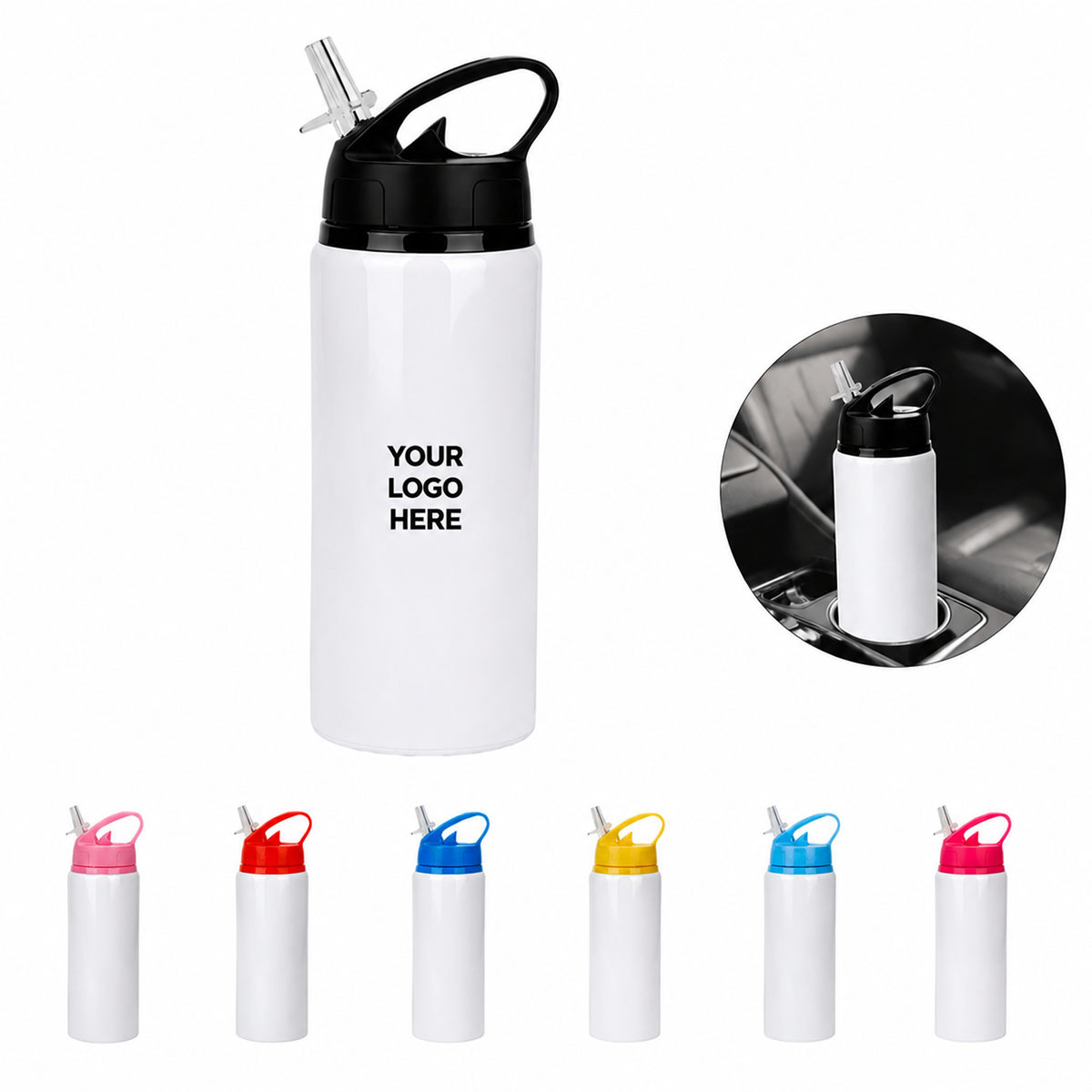 20 Oz Aluminum Sports Water Bottle With Straw