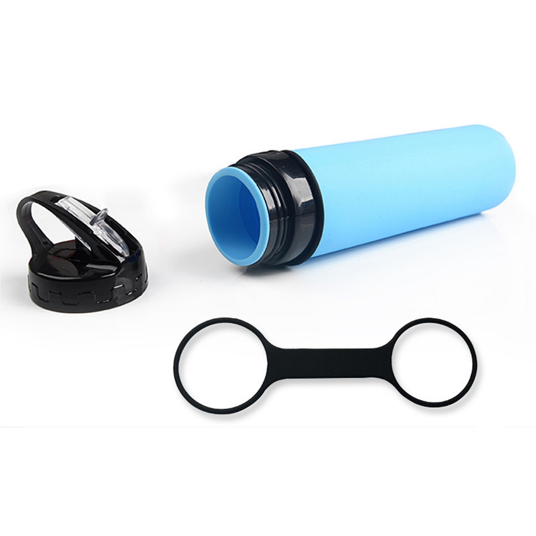 20 oz Collapsible Silicone Straw Bottle with Carabiner