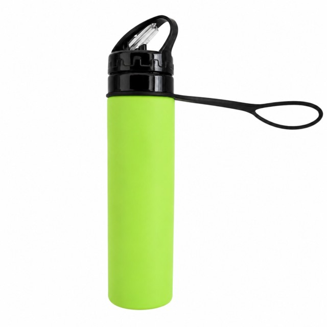 20 oz Collapsible Silicone Straw Bottle with Carabiner