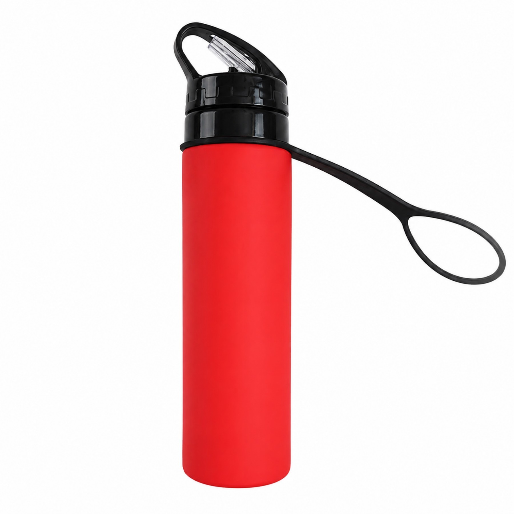 20 oz Collapsible Silicone Straw Bottle with Carabiner