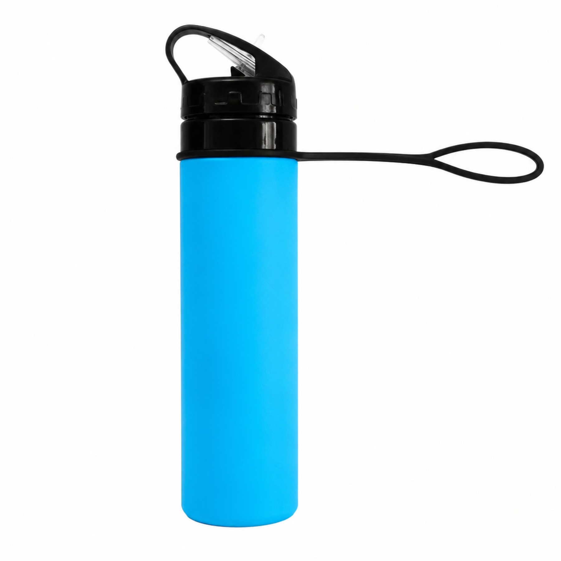 20 oz Collapsible Silicone Straw Bottle with Carabiner