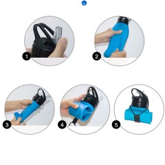 20 oz Collapsible Silicone Straw Bottle with Carabiner