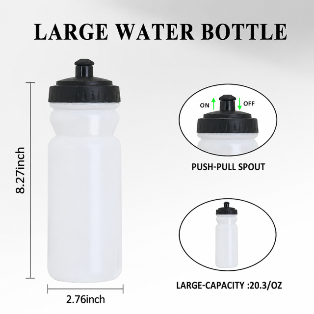20oz Squeezable Plastic Sport Water Bottle