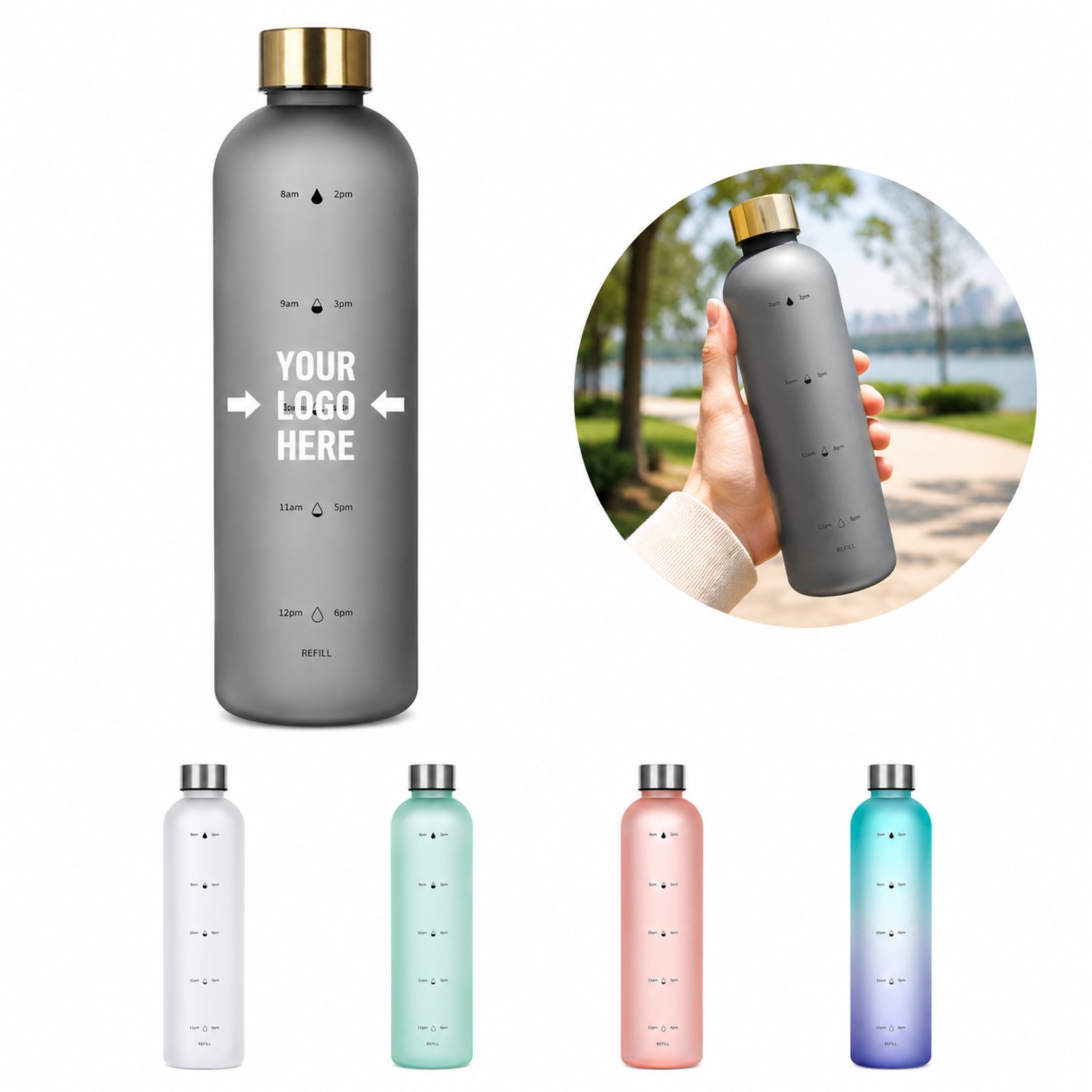 32 Oz BPA-Free Time Marker Sports Bottle