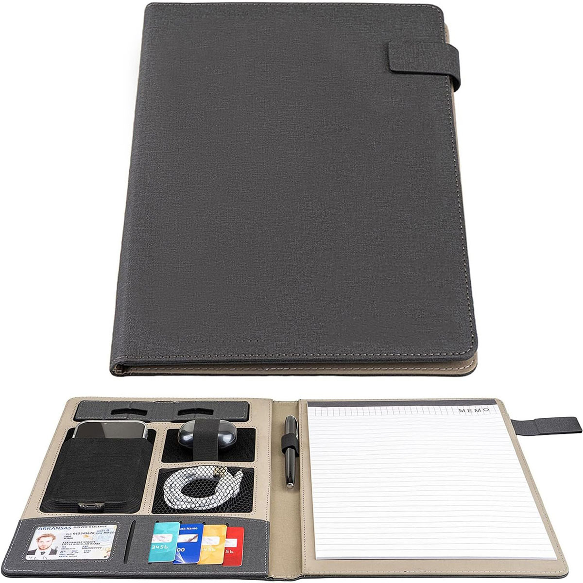 A4 Multifunctional Padfolio Handle Writing Pad Folder