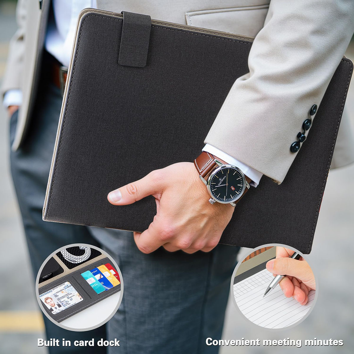 A4 Multifunctional Padfolio Handle Writing Pad Folder